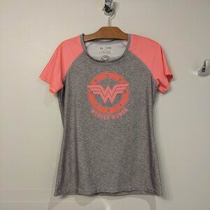 Under Armour Heatgear Fitted Wonder Woman Shirt Grey Pink athleisure